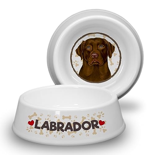 Labrador Chocolate - Hundenapf Ø 21cm. Rutschfester Futternapf/Trinknapf für mittlere Hunderassen. Fressnapf, Wasserschale, Haustierschüssel auch für Leckereien geeignet. Robust und Langlebig. von power gift