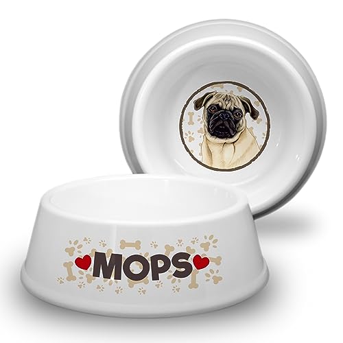 MOPS Hundenapf Ø 18cm. Rutschfester Futternapf Trinknapf für kleine Hunderassen. Fressnapf, Wasserschale, Haustierschüssel auch für Leckereien geeignet. Praktisch, Robust und Langlebig. von power gift