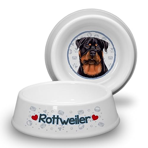 Rottweiler - Hundenapf Ø 21cm. Rutschfester Futternapf/Trinknapf für mittlere Hunderassen. Fressnapf, Wasserschale, Haustierschüssel auch für Leckereien geeignet. Praktisch, Robust und Langlebig. von power gift