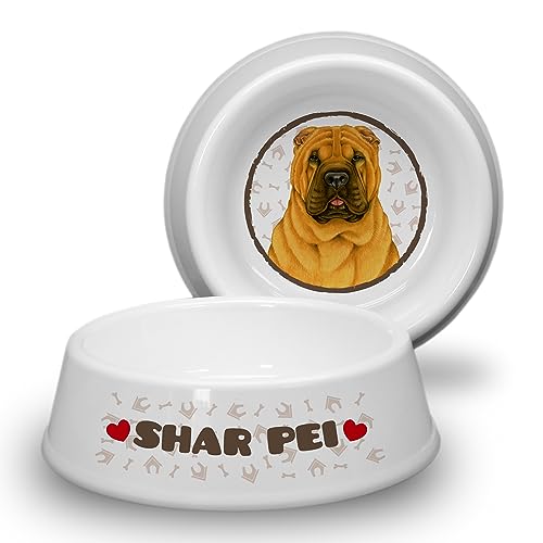 SHAR PEI - Hundenapf Ø 21cm. Rutschfester Futternapf/Trinknapf für mittlere Hunderassen. Fressnapf, Wasserschale, Haustierschüssel auch für Leckereien geeignet. Praktisch, Robust und Langlebig. von power gift