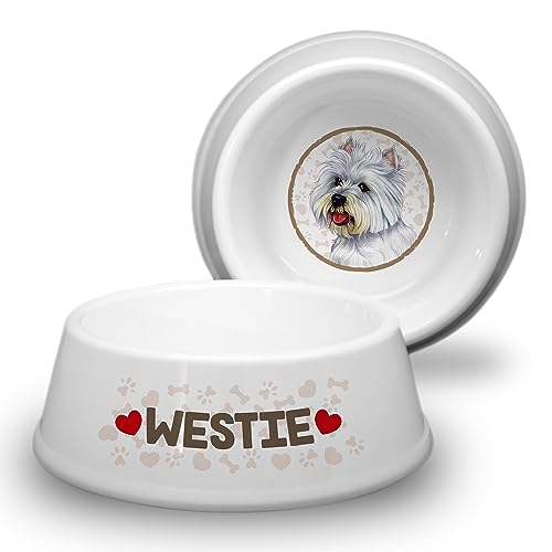 Westie - West Highland White Terrier - Hundenapf Ø 18cm. Rutschfester Futternapf Trinknapf für kleine Hunderassen. Fressnapf, Wasserschale, Haustierschüssel auch für Leckereien geeignet. Langlebig. von power gift