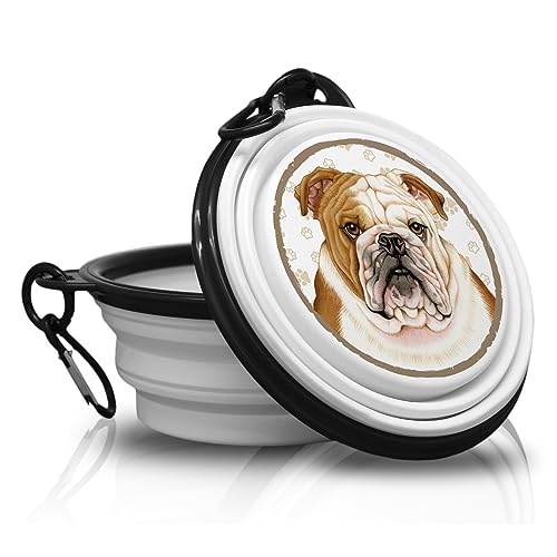 11. Bulldogge - Fressnapf, Schüssel, Schale. Falt, Tragbarer Trinknapf mit Karabiner für Unterwegs. Futternapf, Haustierschüssel. Handlich und Einzigartig. von power gift
