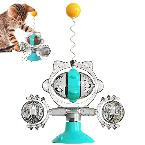 powglass Katzenspielzeug, Cat Feeder Ball Interaktives Katzenspielzeug Selbstbeschäftigung mit Saugnapf, Katzenminze Balls Spielzeug für Katze, Mehrfachfunktion Intelligenzspielzeug für Katzen von powglass