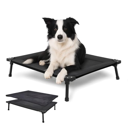 Pozico Erhöhtes Outdoor-Hundebett – Faltbares kühlendes Hundebett mit Metallrahmen, tragbares Camping-Haustierbett für mittelgroße und kleine Hunde, atmungsaktives Netz für den Innen- und Außenbereich von pozico
