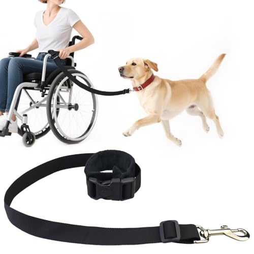 Rollstuhl-Hundeleine, freihändig, verstellbar, kurze Leine für Rollstuhlfahrer für kleine, mittelgroße und große Hunde von pranovo