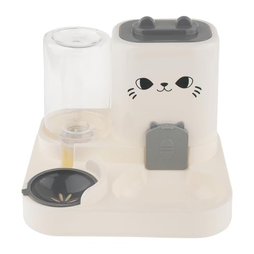 predolo 2 in 1 Futterautomat für Haustiere, Wasserspender, Tragbar, Reisezubehör, Katzenfutternapf, Futterbehälter für Kätzchen, Kleine Hunde, Grau von predolo