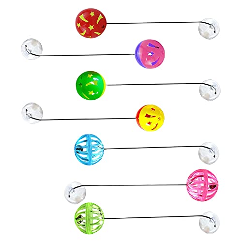 predolo 7 Stück Interaktives Spielzeug für Haustiere - Glockenbälle mit Saugnapf und Seil von predolo