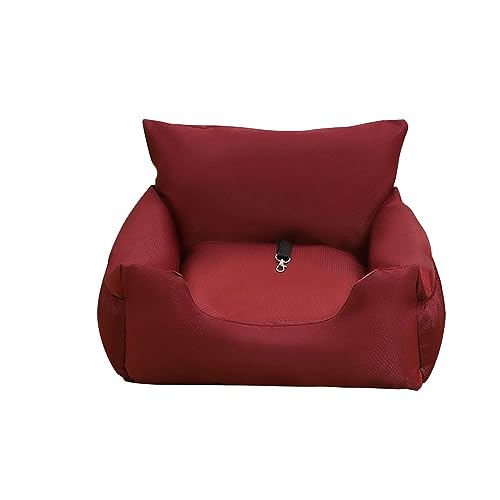 predolo Auto Haustier Hundebett, Sitz für kleine Hunde, Verstellbarer Gurt, praktische Tragetasche, gemütliche Schlafgelegenheit, Rot von predolo