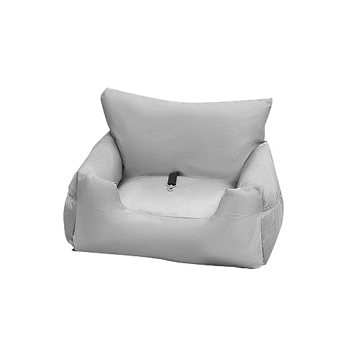 predolo Auto Haustier Hundebett, Sitz für kleine Hunde, Verstellbarer Gurt, praktische Tragetasche, gemütliche Schlafgelegenheit, Silber-Grau von predolo