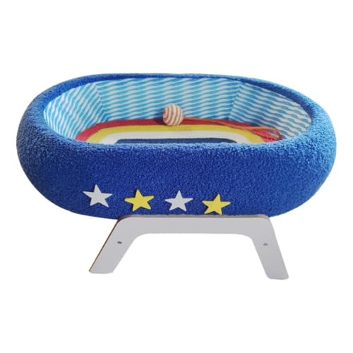 predolo Cat Kratzbrett mit Möbel Schutz Ball Spielzeug Hanfseil Oval Haustier Kratzpad Ausbildungsspiel Katzen Kratzpappe mit Ball Schutz Haustier Kratzbett von predolo