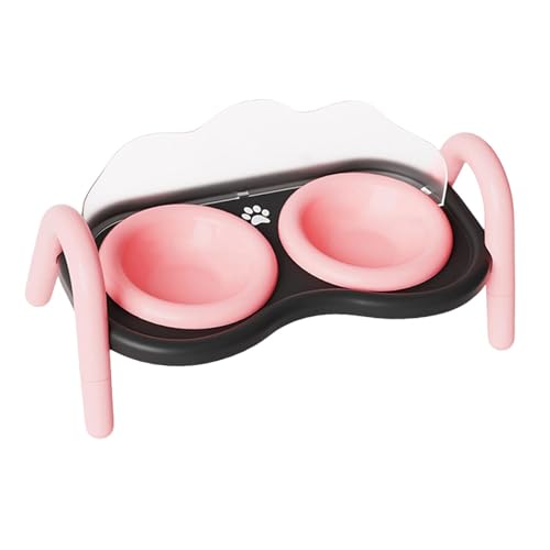 predolo Elevated Katzen Set Doppel Futter Futter Wasser Spritzschutz rutschfest Schale Leicht zu Reinigen für Wohnung Reise Zuhause von predolo