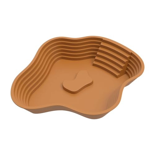 predolo Futter Und Wassernapf für Reptilien mit Rampe, Schildkröten Badebecken, Aquarium Ornament, Extra Große Wasserschale für Reptilien, für Geckos, Schlan, Hellbraun von predolo