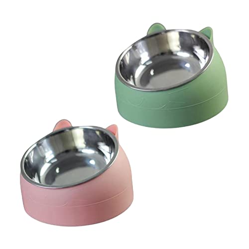 predolo Futternapf für Haustiere - Erhöhter Futterbehälter mit Schutz und Komfort, Grün und Rosa von predolo