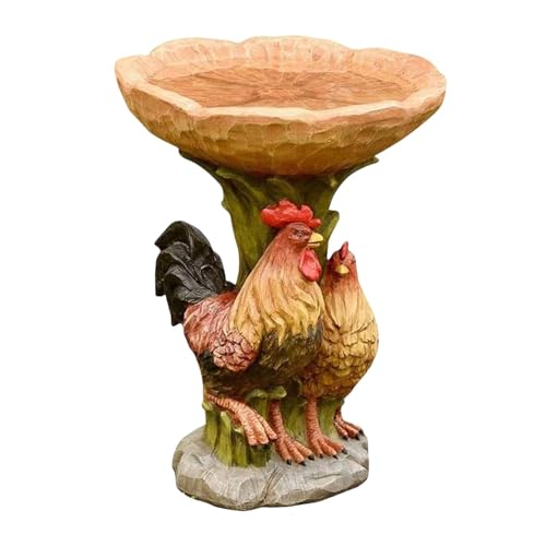 predolo Garten Vogel Badeschale Hahn Statue Figur Vogelbad Hof außerhalb Harz Futterstation Huhn Skulptur für Balkon von predolo