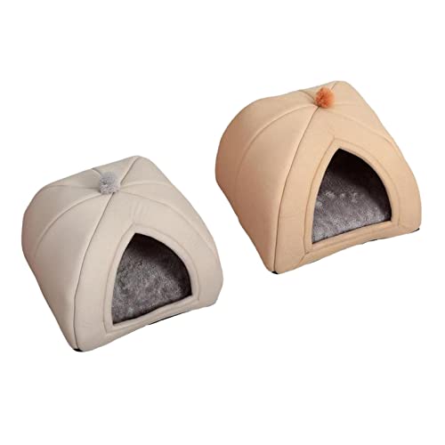 predolo Gemütliches Tierbett für Katzen - Schlafhöhle mit weichem Plüsch, Grau groß Braun groß von predolo