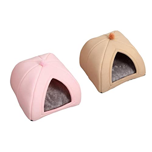 predolo Gemütliches Tierbett für Katzen - Schlafhöhle mit weichem Plüsch, Rosa groß braun mittel von predolo