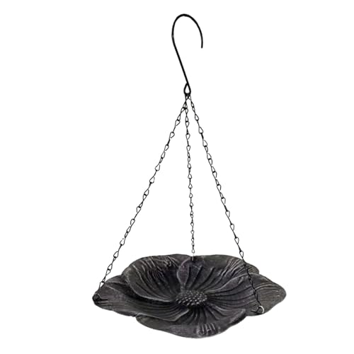 predolo Hängende Vogelhäuschen aus Metall, Vogelbad, Vogelfuttertablett, Gartendekoration für den Innenhof, Schwarz von predolo