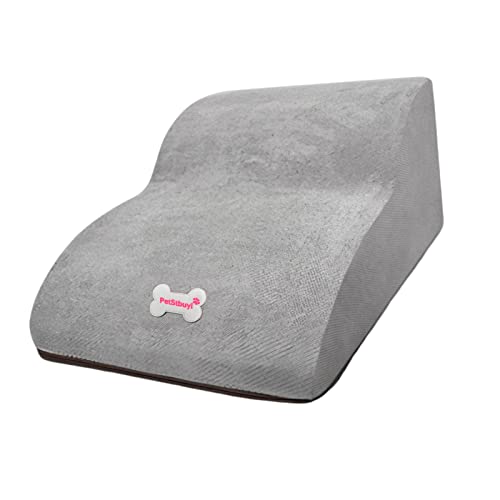 predolo Haustiertreppe für kleine Hunde und Katzen, tragbare Rampentreppe aus robustem Material zum Klettern auf Couch, Sofa und Hochbett, Grau von predolo
