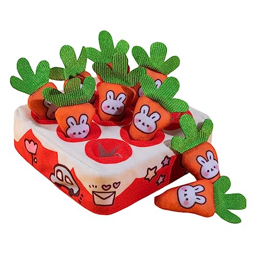 predolo Hunde-Plüsch-Karottenmatten-Spielzeug, Pull-The-Carrot-Stofftier, interaktives Hundespielzeug, langsamer Futterspender, 9 Stück Karotten von predolo