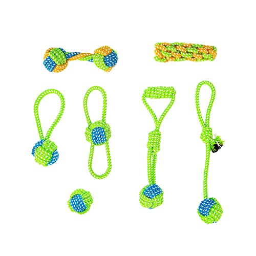 predolo Hundespielzeug, Seil, geflochtenes Seil, Spielzeug, langlebig, leicht, zum Kauen, Kauspielzeug, Ballknoten, Seil, Hundespielzeug für Hunde, grün orange von predolo
