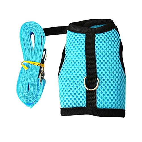 predolo Kaninchen Geschirr Und Leine Set, dungsseil Clip, Mesh Geschirr, Widerstandsfähiger Kragen, Komfort für Frettchen, Katzen, Kaninchen, Blau von predolo