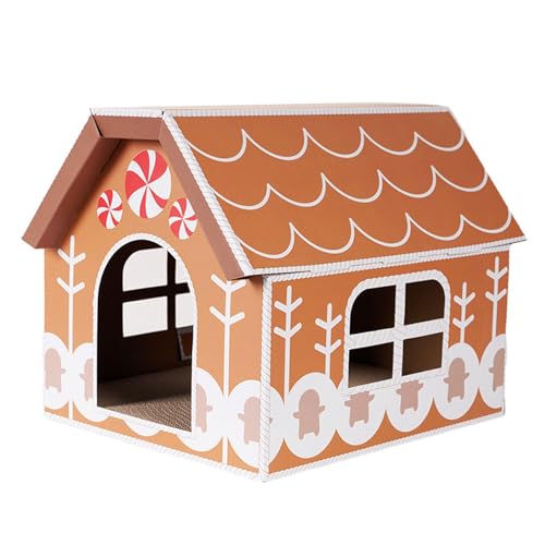 predolo Katzenhaus aus Pappe, Kratzhaus für Katzen im Innenbereich, Katzenbett, Weihnachtsdekoration für Katzen, kleine Tiere, Lebkuchen predolo Katzenhaus aus Pappe, Kratzhaus für Katzen im Innenbereich, Katzenbett, Weihnachtsdekoration für Katzen, kleine Tiere, Lebkuchen von predolo