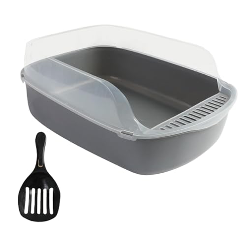 predolo Katzentoilette, Sandkasten, Katzentoilette mit hoher Seite, Haustierbedarf, Oben offene Haustiertoilette für kleine Haustiere, mittelgroße und große, grau predolo Katzentoilette, Sandkasten, Katzentoilette mit hoher Seite, Haustierbedarf, Oben offene Haustiertoilette für kleine Haustiere, mittelgroße und große, grau von predolo