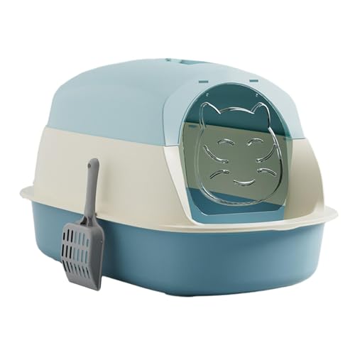 predolo Katzentoiletten mit Sichtschutz und Abdeckung, geräumige Haustiertoilette mit Fronttür, Blau predolo Katzentoiletten mit Sichtschutz und Abdeckung, geräumige Haustiertoilette mit Fronttür, Blau von predolo