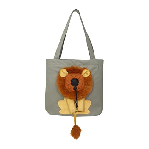 predolo Katzentragetasche Reisetransporttasche mit Griff Löwenform Atmungsaktiver zum Wandern Kleintiere Kätzchen Kleine Hunde Katzen Welpen Kätzchen, grau groß von predolo