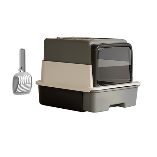 predolo Moderne Katzentoilette mit praktischer Kapuze und Abnehmbarer Vordertür für EIN sauberes Zuhause, Walgraue Farbe von predolo