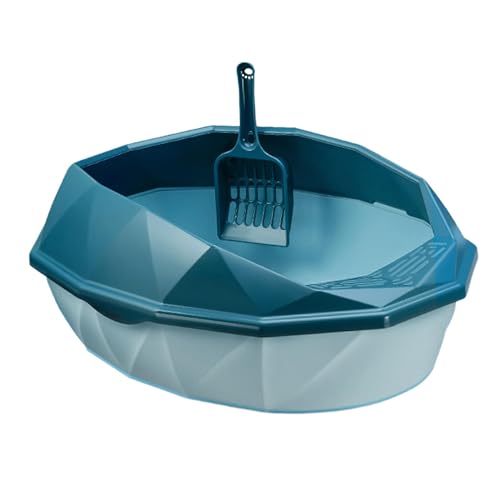 predolo Offene Katzentoilette, Katzentoilette mit Hoher Seite Und Hohlem Löffel, Haustiertoilette für Kätzchen, Kleine Tiere, Katzen, Haustiergeschenk, Blau predolo Offene Katzentoilette, Katzentoilette mit Hoher Seite Und Hohlem Löffel, Haustiertoilette für Kätzchen, Kleine Tiere, Katzen, Haustiergeschenk, Blau von predolo