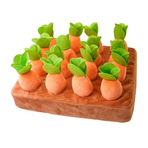 predolo Plüsch-Kauspielzeug für Hunde, Versteckspiel-Karottenfarm, Kuscheltier zum Ziehen der Karotte für kleine, mittelgroße und große Hunde und Katzen von predolo