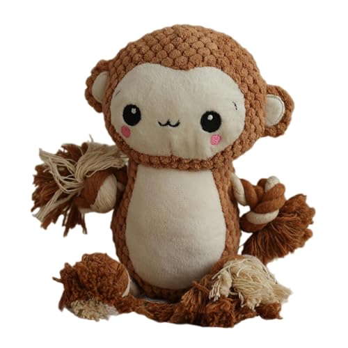 predolo Quietschspielzeug für Hunde, Stofftier mit Quietschern, beruhigende Hunde, Kuscheltiere, interaktives Spielzeug für Haustiergeschenke, kleine und, AFFE von predolo