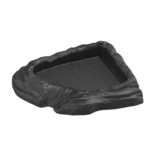 predolo Reptilien Wasserschale Fütterungsschale Futternapf Badebecken aus Verdicktem Pp Material mit Steinähnlicher Oberfläche für Eckterrarien, Schwarz predolo Reptilien Wasserschale Fütterungsschale Futternapf Badebecken aus Verdicktem Pp Material mit Steinähnlicher Oberfläche für Eckterrarien, Schwarz von predolo
