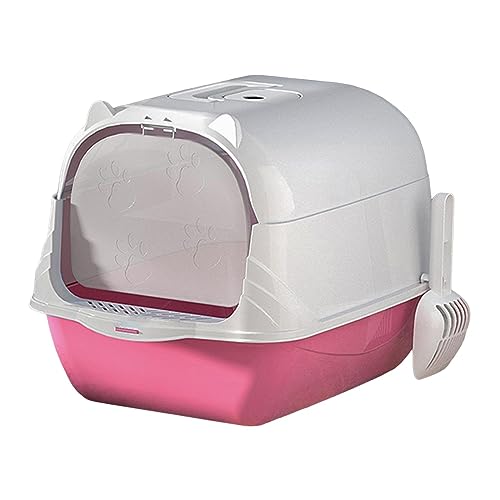 predolo Vollständig geschlossene Katzentoilette, Katzentoilette mit Kapuze und Griff, langlebig, mit Klappe an der Vordertür, Heimtierbedarf, ROSA predolo Vollständig geschlossene Katzentoilette, Katzentoilette mit Kapuze und Griff, langlebig, mit Klappe an der Vordertür, Heimtierbedarf, ROSA von predolo