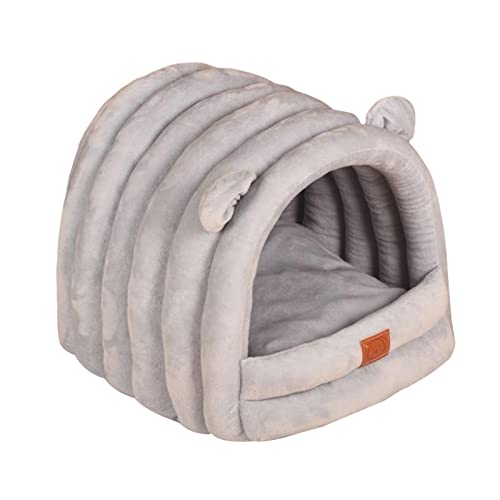 predolo Warme Hundezeltdecke mit Kapuze, selbstwärmende, rutschfeste Unterseite, Hüttenhöhle, Katzenbett für kleine, mittelgroße Hunde, grau Blau von predolo
