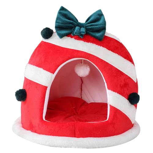 predolo Weihnachtliches Katzenhaus für Hauskatzen, weihnachtliches Kätzchenhütten-Versteck in Kastenform, Haustierhöhlenbetten, Katzenverstecke für Kätzchen von predolo