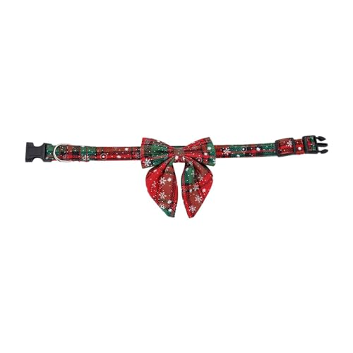 predolo Weihnachtshalsband, verstellbares Hundehalsband mit Schleife, Kariertes Haustier-Fliege-Hundehalsband, Weihnachten für Hunde, Haustiere, Grün von predolo