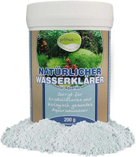 primuspet Natürlicher Aquarium Wasserklärer 200 g (Bindet zuverlässig kleinste Schmutzpartikel für kristallklares Wasser und entfernt Trübungen für bessere Wasserwerte) von primuspet