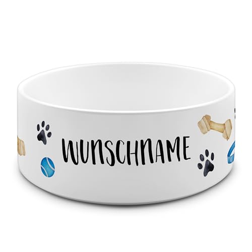 PrintPlanet® - Futternapf mit Name oder Text personalisiert – Für Hunde - Napf Hundenapf Wassernapf selbst gestalten - Layout 04 von printplanet