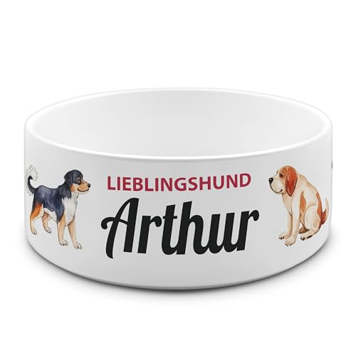 PrintPlanet® - Futternapf mit Name oder Text personalisiert – Für Hunde - Napf Hundenapf Wassernapf selbst gestalten - Layout 10 von printplanet