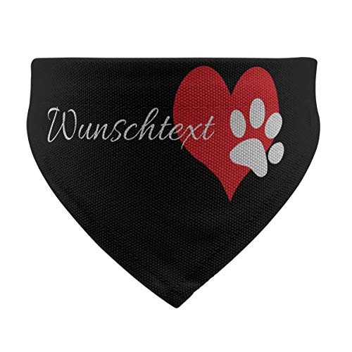 printplanet® - Hundehalstuch mit Name oder Text - Halstuch für Hunde - Layout Pfotenherz - Größe S von printplanet