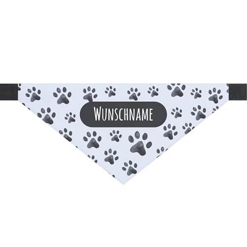 printplanet® - Hundehalstuch mit Name oder Text - Halstuch für Hunde - Layout Pfotenmuster - Größe M von printplanet