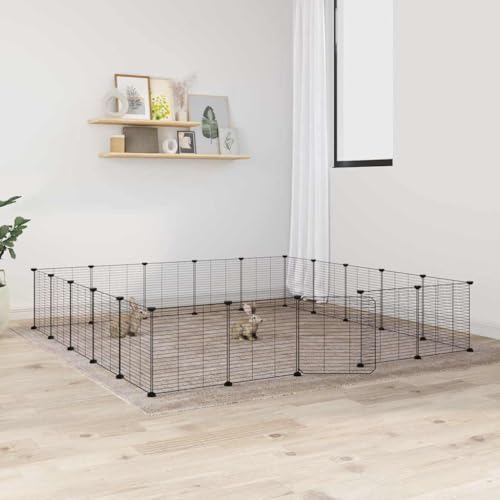 PRISSENT 20-TLG. Haustierkäfig mit Tür 35x35 cm Kaninchenstall Innen Käfig für Haustiere Kaninchenzaun Kaninchengehege Innen Kaninchenkäfig Innen Haustierkäfige Haustiere Käfig Stahl Schwarz von prissent