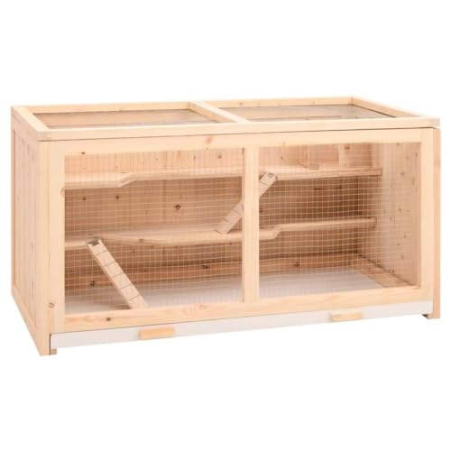 PRISSENT Hamsterkäfig 89,5x45x45 cm Massivholz Tanne Hamster Haus aus Holz Hamster Cage Wood Hamster Holzhaus Hamster Häuschen Hamster Haus Hamsterkäfig Holz Haustierkäfige Hamster Terrarium von prissent