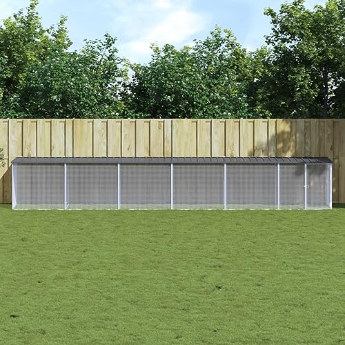 PRISSENT Hühnerkäfig mit Dach Anthrazit 603x98x90 cm Hühnerkäfig Outdoor Hühnerstall Auslauf Hühnerstall for Draußen Hühnerstall Groß Hühnerkäfig Metall Hühnerkäfig Stahl Verzinkter Stahl von prissent