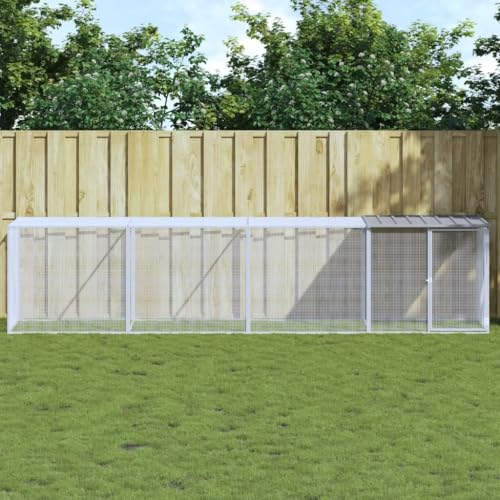PRISSENT Hühnerkäfig mit Dach Hellgrau 403x98x90 cm Verzinkter Stahl Hühnerkäfig Stahl Hühnerkäfig Outdoor Hühnerstall for Draußen Hünerstallhaus Hühnerstall Auslauf Hühnerkäfig Metall PRISSENT Hühnerkäfig mit Dach Hellgrau 403x98x90 cm Verzinkter Stahl Hühnerkäfig Stahl Hühnerkäfig Outdoor Hühnerstall for Draußen Hünerstallhaus Hühnerstall Auslauf Hühnerkäfig Metall von prissent