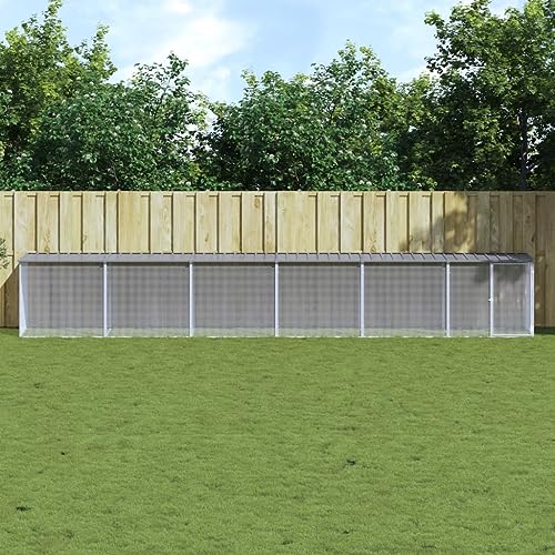PRISSENT Hühnerkäfig mit Dach Hellgrau 603x98x90 cm Hühnerstall Auslauf Hühnerkäfig Stahl Hühnerstall Groß Hühnerkäfig Outdoor Hühnerkäfig Metall Hühnerstall for Draußen Verzinkter Stahl PRISSENT Hühnerkäfig mit Dach Hellgrau 603x98x90 cm Hühnerstall Auslauf Hühnerkäfig Stahl Hühnerstall Groß Hühnerkäfig Outdoor Hühnerkäfig Metall Hühnerstall for Draußen Verzinkter Stahl von prissent
