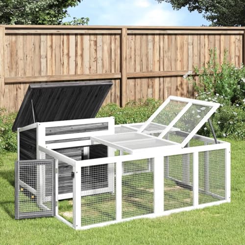 prissent Grauer Kaninchenstall 144 x 123 x 67,5 cm aus massivem Kiefernholz Kaninchenstall für den Außenbereich Kaninchenstall Kaninchenhaus Kaninchenhütte Outdoor sicher und bequem von prissent