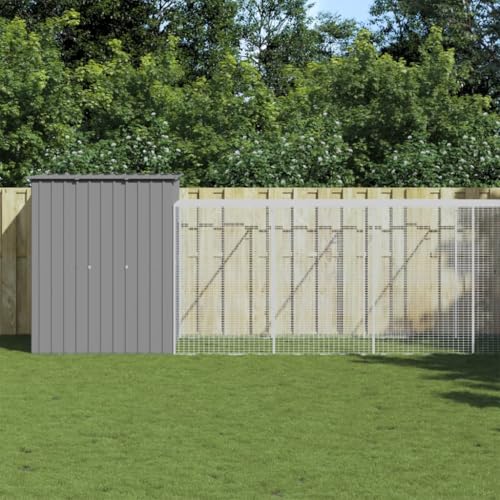 prissent Hühnerstall Laufstall Hellgrau 165 x 1271 x 181 cm Stahl verzinkt Hühnerstall für Hühner Outdoor Hühnerkäfig Kaninchenhaus Tierhaus sicheres und komfortables Netzdesign von prissent
